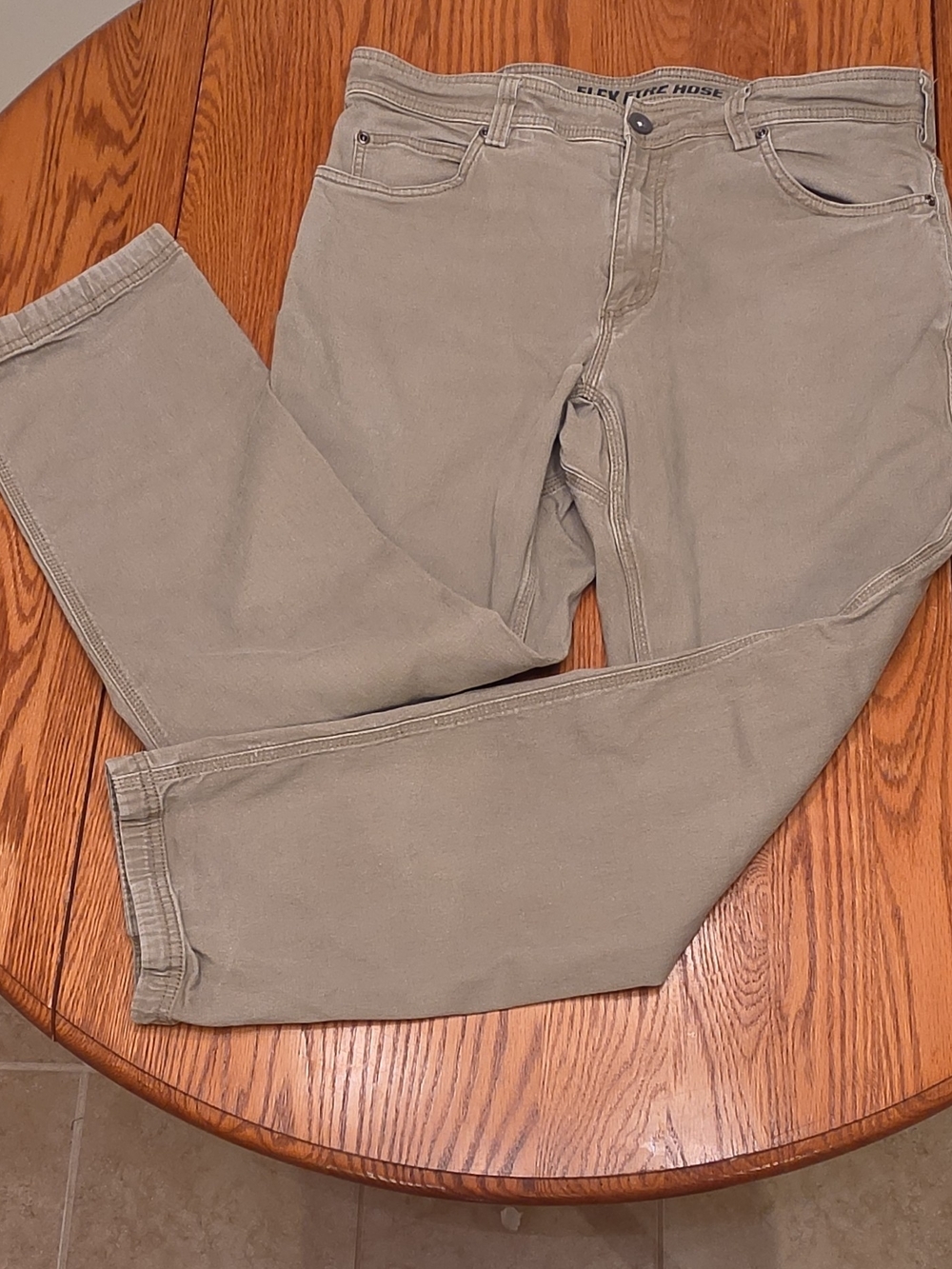 Duluth Flex Fire Hose Men's Straight Khaki Chinos - Neutral Tan Size 36-32